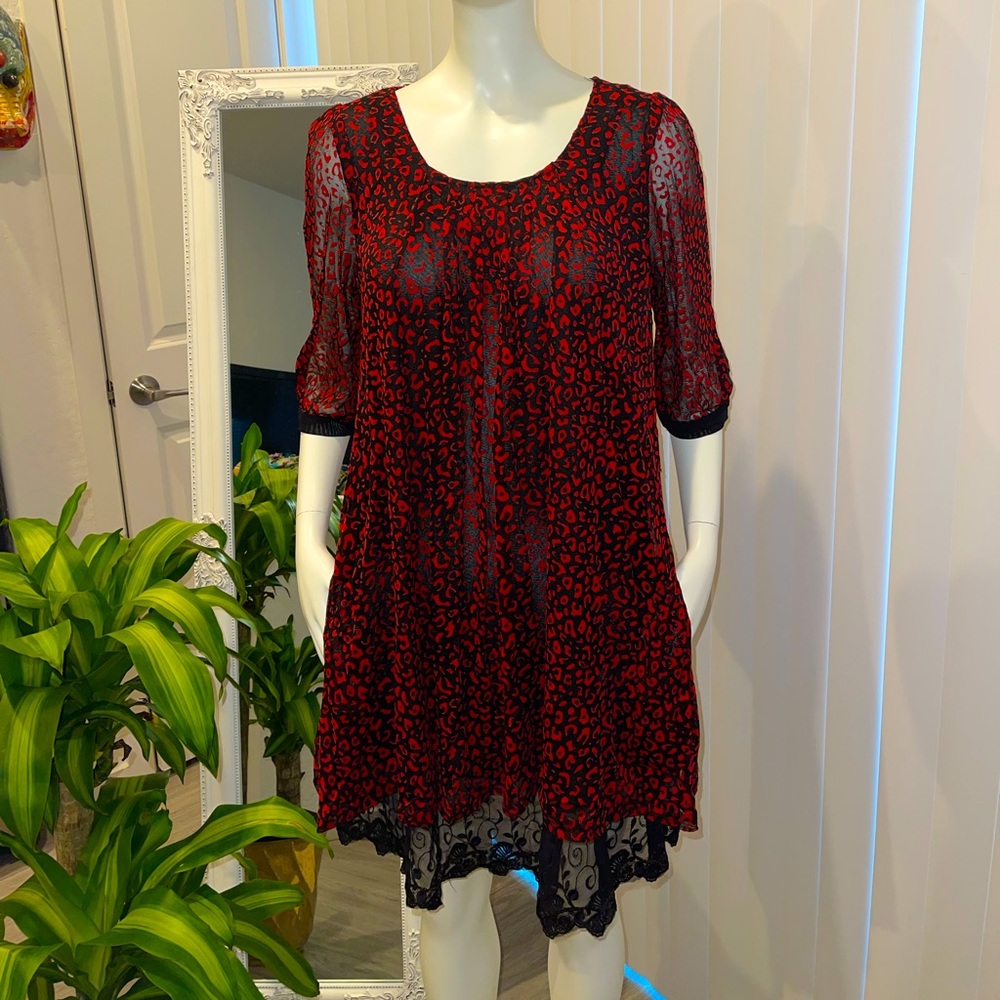 Red and black dress